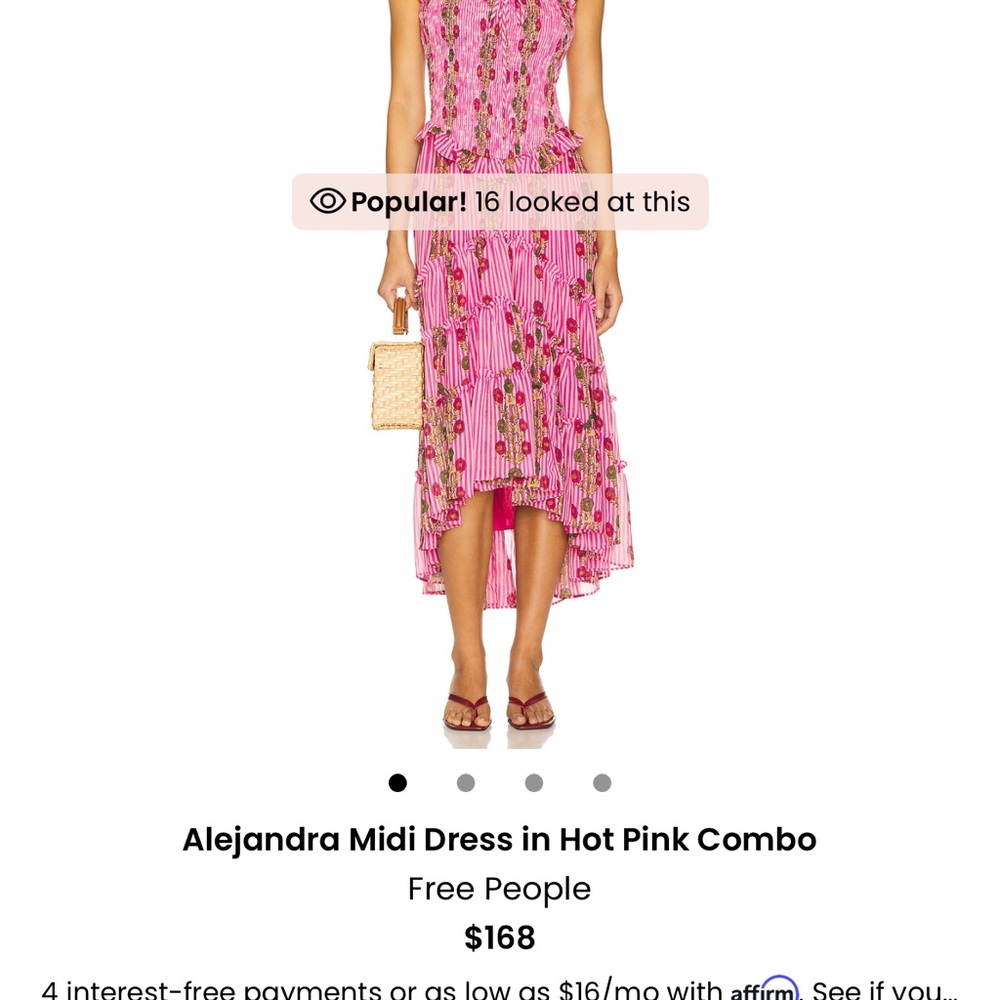 Free People Hot Pink Striped Floral Midi Dress